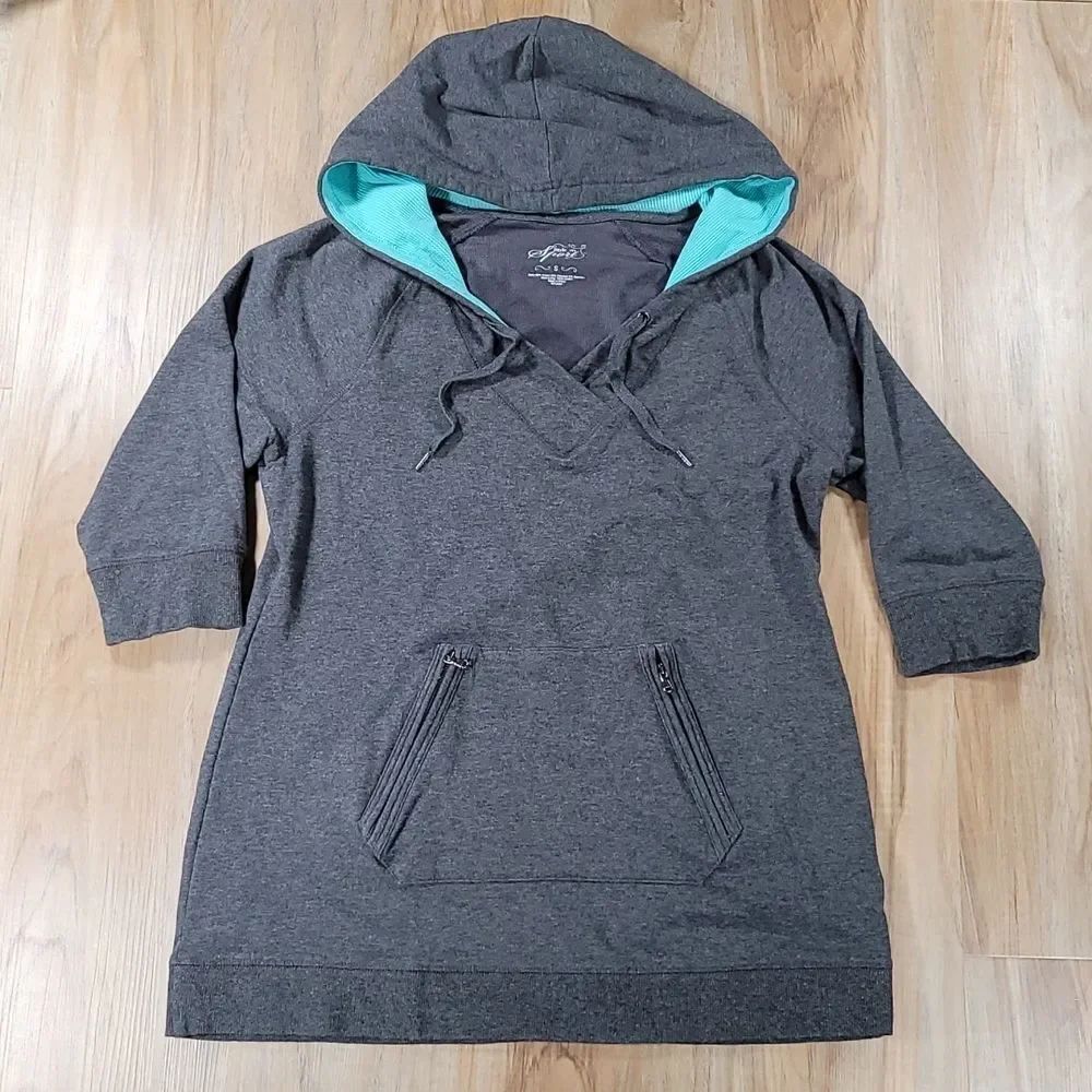 🔸️Style & Co Sport Gray Pullover Hoodie Sweatshirt Small